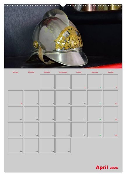 Produktbild: Alte Feuerwehrhelme - Terminplaner (hochwertiger Premium Wandkalender 2026 DIN A2 hoch), Kunstdruck in Hochglanz