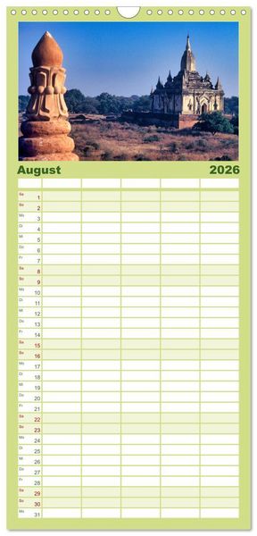 Produktbild: Familienplaner 2026 - Myanmar Land der Tempel und Pagoden mit 5 Spalten (Wandkalender, 21 x 45 cm) CALVENDO