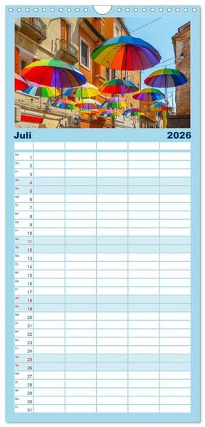 Produktbild: Familienplaner 2026 - ItalienReise Venedig Chioggia Comacchio mit 5 Spalten (Wandkalender, 21 x 45 cm) CALVENDO