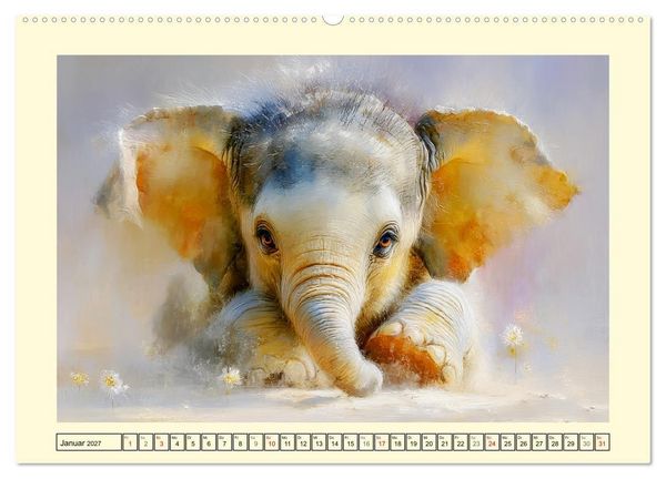 Produktbild: Sommertr&auml;ume. Elefantenkinder am Meer (Wandkalender 2027 DIN A2 quer), CALVENDO Monatskalender