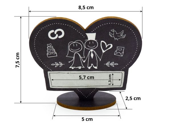 Produktbild: familiawedding 10 Tischkarten zur Hochzeit black doodle Herz-Design