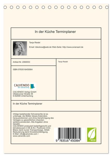 Produktbild: In der K&uuml;che Terminplaner (Tischkalender 2026 DIN A5 hoch), CALVENDO Monatskalender
