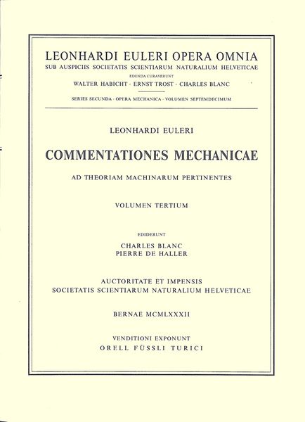Produktbild: Commentationes mechanicae ad theoriam machinarum pertinentes 3rd part