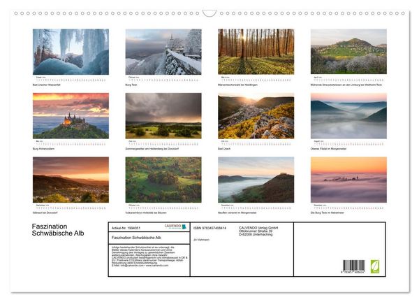 Produktbild: Faszination Schw&auml;bische Alb (Wandkalender 2026 DIN A2 quer), CALVENDO Monatskalender