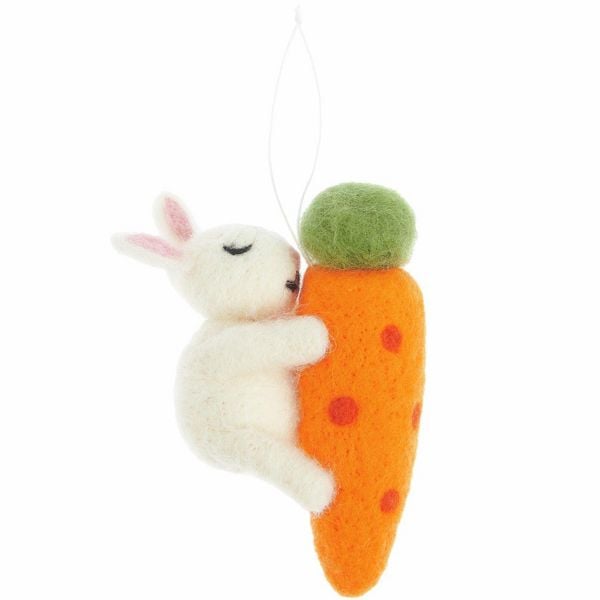 Produktbild: Aufh&auml;nger Filz-Hase auf M&ouml;hre 10,7 x3,8 x 7,8cm