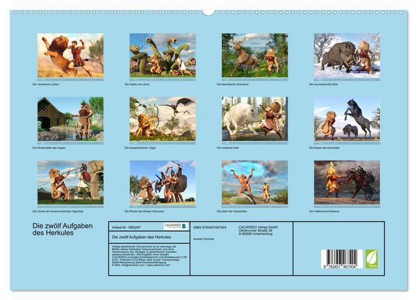 Produktbild: Die zw&ouml;lf Aufgaben des Herkules (hochwertiger Premium Wandkalender 2026 DIN A2 quer), Kunstdruck in Hochglanz