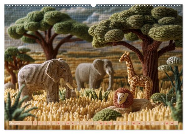 Produktbild: Textile Naturwelten. Amigurumi-&Ouml;kosysteme zZwischen Polarmeer und Savanne (hochwertiger Premium Wandkalender 2027 DIN A2 quer), Kunstdruck in Hochglanz