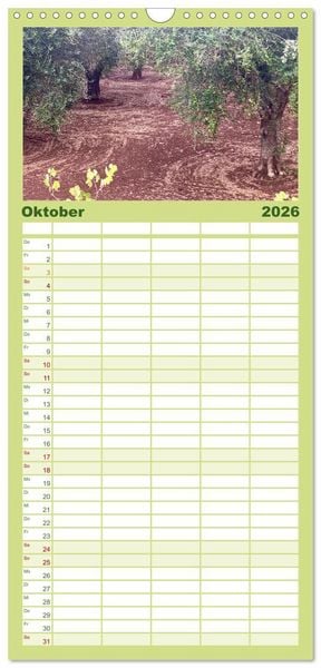 Produktbild: Familienplaner 2026 - Apuliens Kulturlandschaft mit 5 Spalten (Wandkalender, 21 x 45 cm) CALVENDO