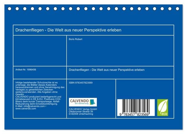 Produktbild: Drachenfliegen - Die Welt aus neuer Perspektive erleben (Tischkalender 2026 DIN A5 quer), CALVENDO Monatskalender