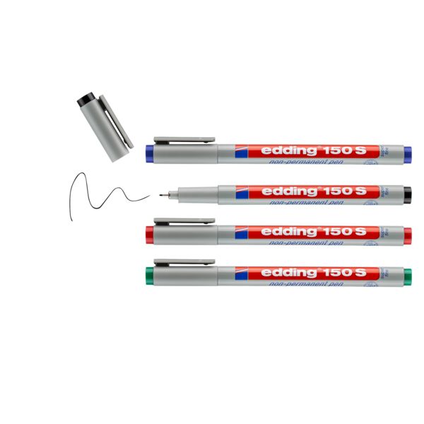 Produktbild: Edding Folienschreiber Non-permanent Pen edding 150 S, 4er Set
