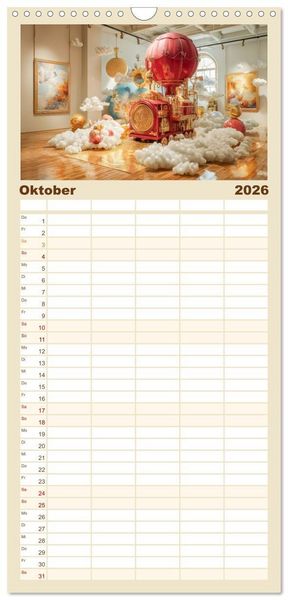 Produktbild: Familienplaner 2026 - Paradoxe fantastische Welten - M&auml;rchenhaft verspielt mit 5 Spalten (Wandkalender, 21 x 45 cm) CALVENDO