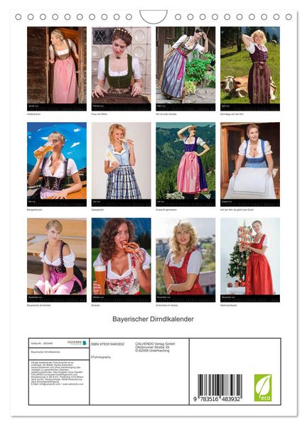 Produktbild: Bayerischer Dirndlkalender (Wandkalender 2026 DIN A4 hoch), CALVENDO Monatskalender