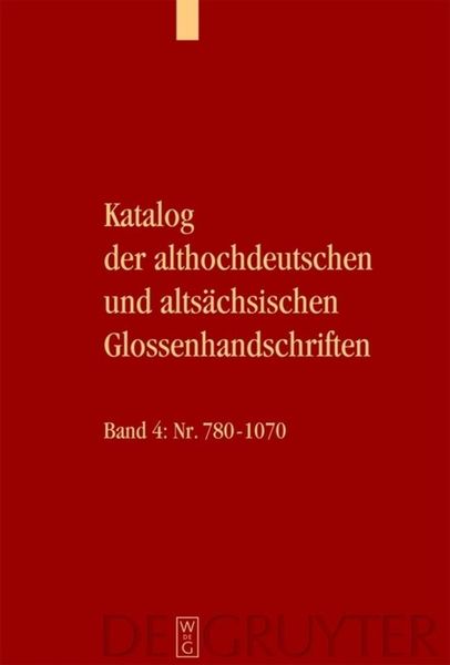 Produktbild: Katalog der althochdeutschen und alts&auml;chsischen Glossenhandschriften