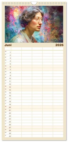 Produktbild: Familienplaner 2026 - Mystiker und Denker - Bekannte Gesichter der Vergangenheit mit 5 Spalten (Wandkalender, 21 x 45 cm) CALVENDO