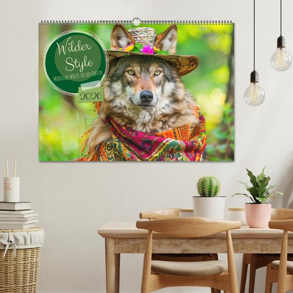 Produktbild: Wilder Style. Modische W&ouml;lfe in der Natur (Wandkalender 2026 DIN A2 quer), CALVENDO Monatskalender