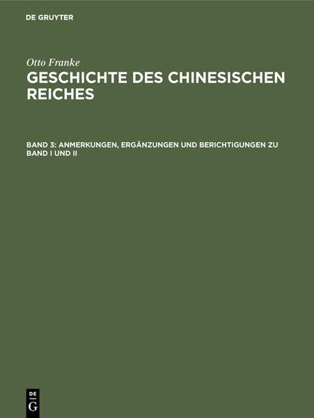 Produktbild: Anmerkungen, Erg&auml;nzungen und Berichtigungen zu Band I und II