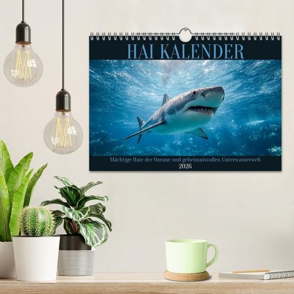 Produktbild: Hai Kalender - M&auml;chtige Haie der Ozeane und geheimnisvollen Unterwasserwelt (Wandkalender 2026 DIN A4 quer), CALVENDO Monatskalender