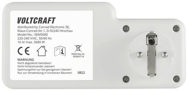 Produktbild: VOLTCRAFT SEM5000 Energiekosten-Messger&auml;t Kostenprognose, Alarmfunktion, Stromtarif einstellbar, Datenloggerfunktion