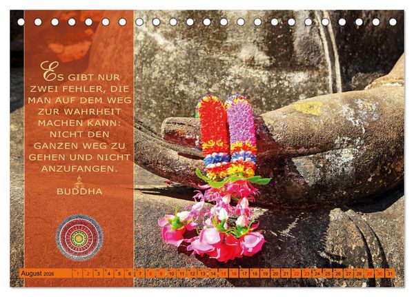 Produktbild: Unterwegs zur Erleuchtung Buddhistische Weisheiten (Tischkalender 2026 DIN A5 quer), CALVENDO Monatskalender