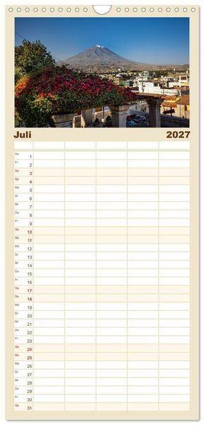 Produktbild: Familienplaner 2027 - Peru - Traumreise durch das Land der Inka mit 5 Spalten (Wandkalender, 21 x 45 cm) CALVENDO