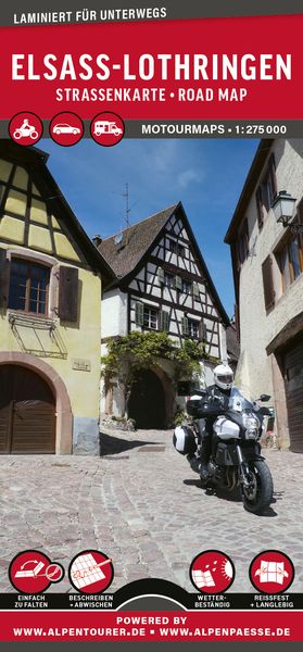 MoTourMaps Elsass & Lothringen Auto- und Motorradkarte 1:275.000, Sonstige von , MoTourMedia, 978-3-939997-62-7