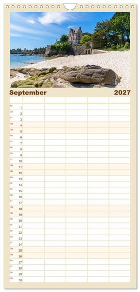 Produktbild: Familienplaner 2027 - Bretagne - Traumk&uuml;sten im s&uuml;dlichen Finist&egrave;re mit 5 Spalten (Wandkalender, 21 x 45 cm) CALVENDO