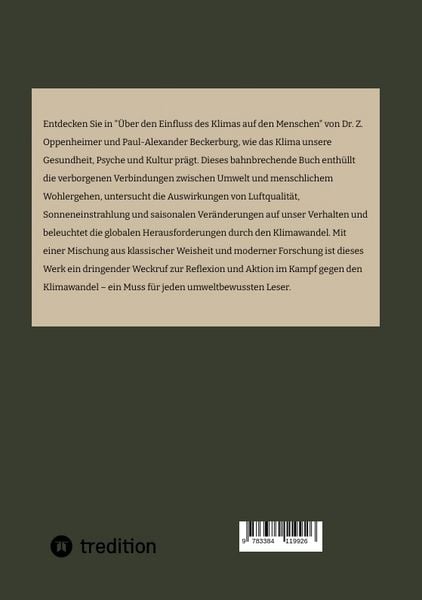 Produktbild: &Uuml;ber den Einfluss des Klimas auf den Menschen