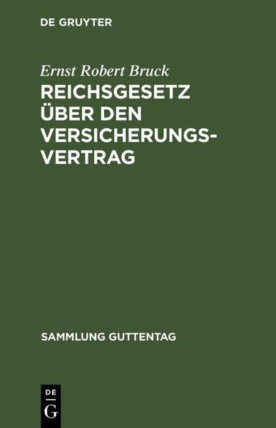 Produktbild: Reichsgesetz &uuml;ber den Versicherungsvertrag