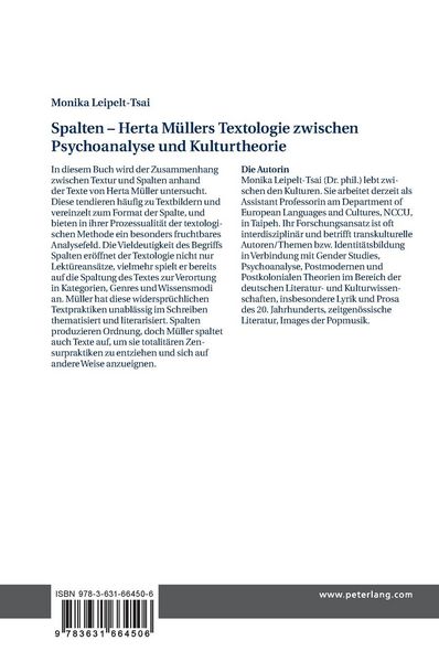 Produktbild: Spalten &ndash; Herta M&uuml;llers Textologie zwischen Psychoanalyse und Kulturtheorie