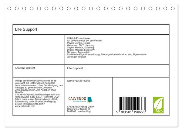 Produktbild: Life Support (Tischkalender 2026 DIN A5 quer), CALVENDO Monatskalender