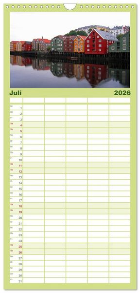 Produktbild: Familienplaner 2026 - Norwegen mit 5 Spalten (Wandkalender, 21 x 45 cm) CALVENDO