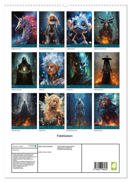 Produktbild: Fabelwesen (hochwertiger Premium Wandkalender 2026 DIN A2 hoch), Kunstdruck in Hochglanz