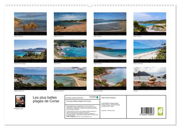 Produktbild: Les plus belles plages de Corse (Calendrier mural 2026 DIN A2 vertical) calendrier de bureau