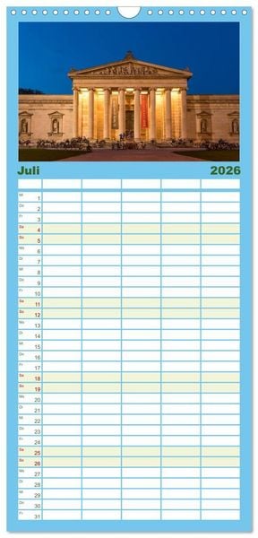 Produktbild: Familienplaner 2026 - Bayern bei Nacht mit 5 Spalten (Wandkalender, 21 x 45 cm) CALVENDO