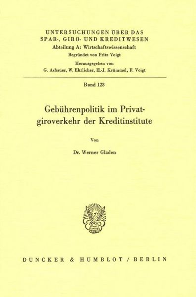 Produktbild: Geb&uuml;hrenpolitik im Privatgiroverkehr der Kreditinstitute.