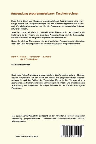 Produktbild: Statik &mdash; Kinematik &mdash; Kinetik f&uuml;r AOS-Rechner
