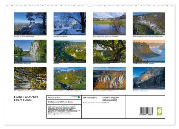 Produktbild: Gro&szlig;e Landschaft Obere Donau (hochwertiger Premium Wandkalender 2027 DIN A2 quer), Kunstdruck in Hochglanz