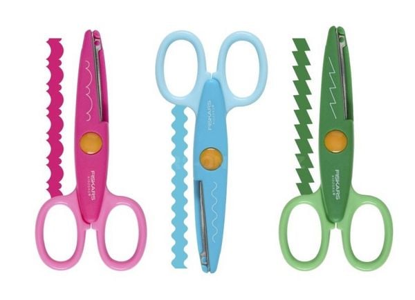 Fiskars Bastelutensilien für Kinder Kidzors Scheren, Zickzackschere, Wellenschere, 3er Set