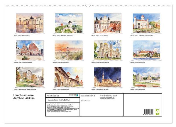 Produktbild: Hauptstadtreise durch's Baltikum (Wandkalender 2027 DIN A2 quer), CALVENDO Monatskalender