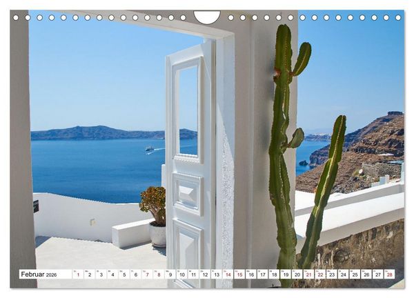 Produktbild: Santorini - Strahlendes Wei&szlig; an der Caldera (Wandkalender 2026 DIN A4 quer), CALVENDO Monatskalender