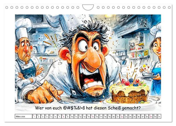 Produktbild: Gro&szlig;k&uuml;che au&szlig;er Kontrolle. Spa&szlig; mit hei&szlig;en T&ouml;pfen und lustigen Spr&uuml;chen (Wandkalender 2026 DIN A4 quer), CALVENDO Monatskalender