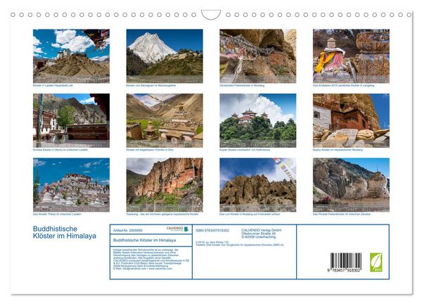 Produktbild: Buddhistische Kl&ouml;ster im Himalaya (Wandkalender 2026 DIN A3 quer), CALVENDO Monatskalender