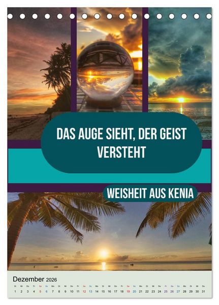 Produktbild: Kenia..mit einem Hauch Poesie - Weisheiten und Zitate (Tischkalender 2026 DIN A5 hoch), CALVENDO Monatskalender