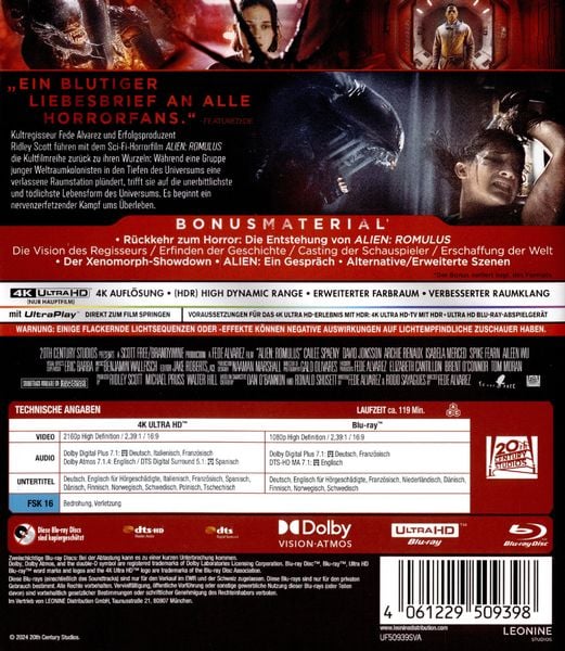 Produktbild: Alien - Romulus (4K Ultra HD) (+ Blu-ray)