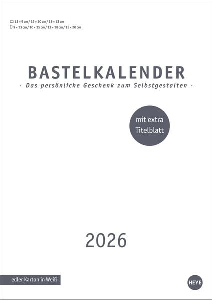 Produktbild: Premium-Bastelkalender weiß A4 2026