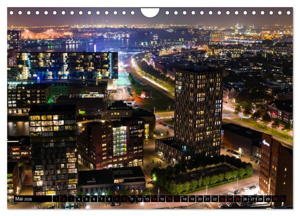 Produktbild: Rotterdam bei Nacht (Wandkalender 2026 DIN A4 quer), CALVENDO Monatskalender
