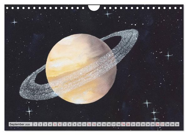 Produktbild: Gemaltes Weltall (Wandkalender 2026 DIN A4 quer), CALVENDO Monatskalender