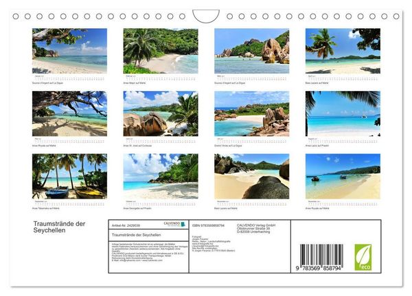 Produktbild: Traumstr&auml;nde der Seychellen (Wandkalender 2027 DIN A4 quer), CALVENDO Monatskalender