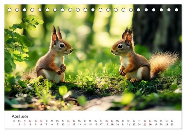 Produktbild: Das geheime Leben der Eichh&ouml;rnchen - Ein Jahr zwischen Baumwipfeln und Nussverstecken (Tischkalender 2026 DIN A5 quer), CALVENDO Monatskalender