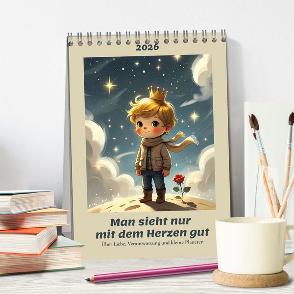 Produktbild: Man sieht nur mit dem Herzen gut &ndash; &Uuml;ber Liebe, Verantwortung und kleine Planeten (Tischkalender 2026 DIN A5 hoch), CALVENDO Monatskalender